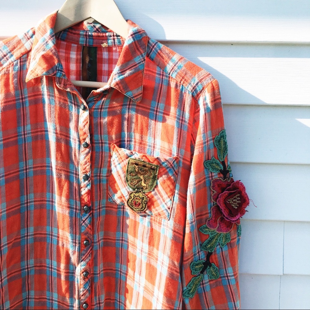ARATTA SILENT JOURNEY • Plaid Button Down Top Sz S